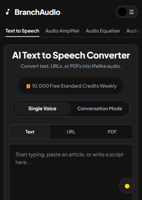 Branchaudio text to speech page